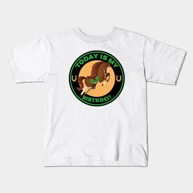 Today Is My Birthday Horse Kids T-Shirt by Mountain Morning Graphics